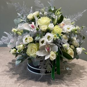 Christmas Hat Box - White & Silver