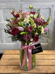 SMALL VASE OF SEASONAL FLOWERS